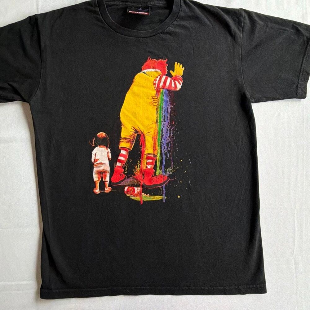 UNFLEDGED McDonald’s Black Shirt Japanese Street Fashion Sz Large Ronald